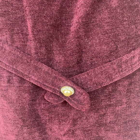 Vintage Jessica Howard Burgundy Button-Up Chenille Jacket With Front Pockets - Picture 6 of 9